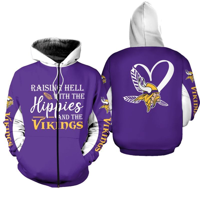 NFL Minnesota Vikings Limited Edition All Over Print Hoodie Sweatshirt Zip Hoodie T shirt  Unisex Size
