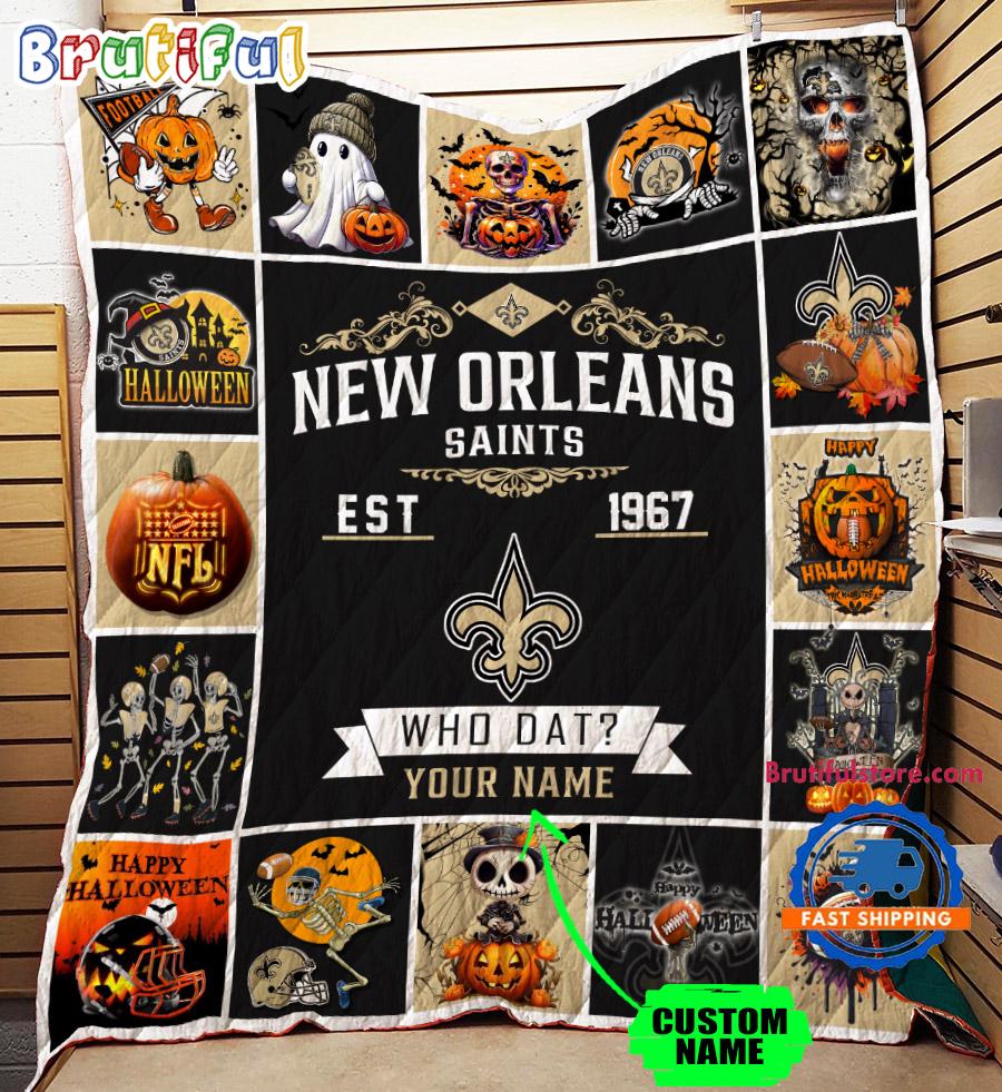 New Orleans Saints Special Pumpkin Halloween Quilt Blanket AZBTQLT000023