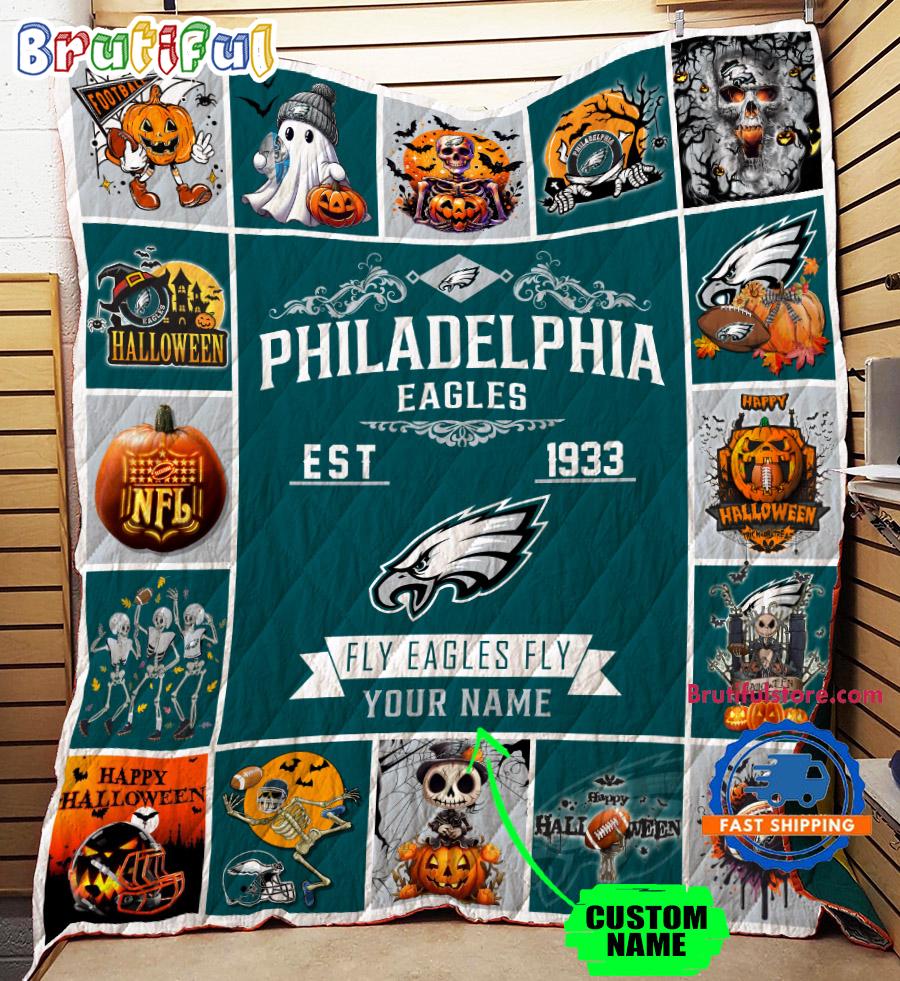 Philadelphia Eagles Special Pumpkin Halloween Quilt Blanket AZBTQLT000026