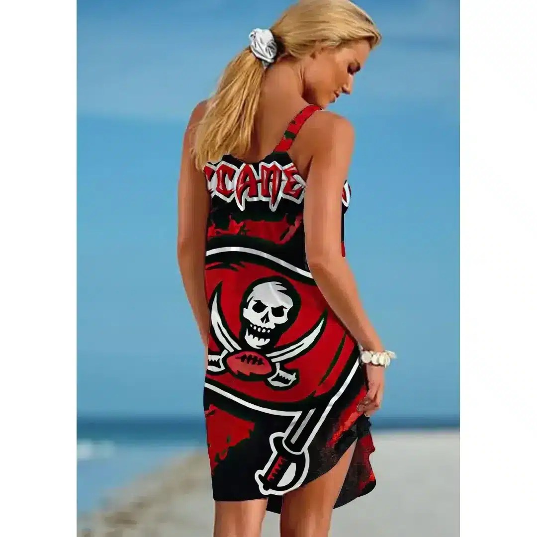 Nfl Printed Tampa Bay Buccaneers Beach Dress For Leisure 67