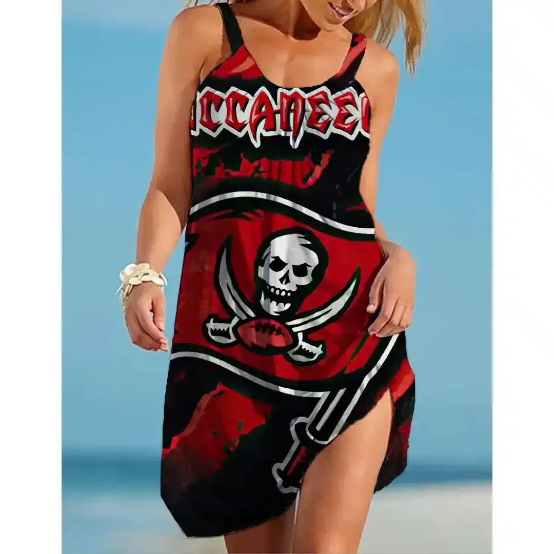 Nfl Printed Tampa Bay Buccaneers Beach Dress For Leisure 67