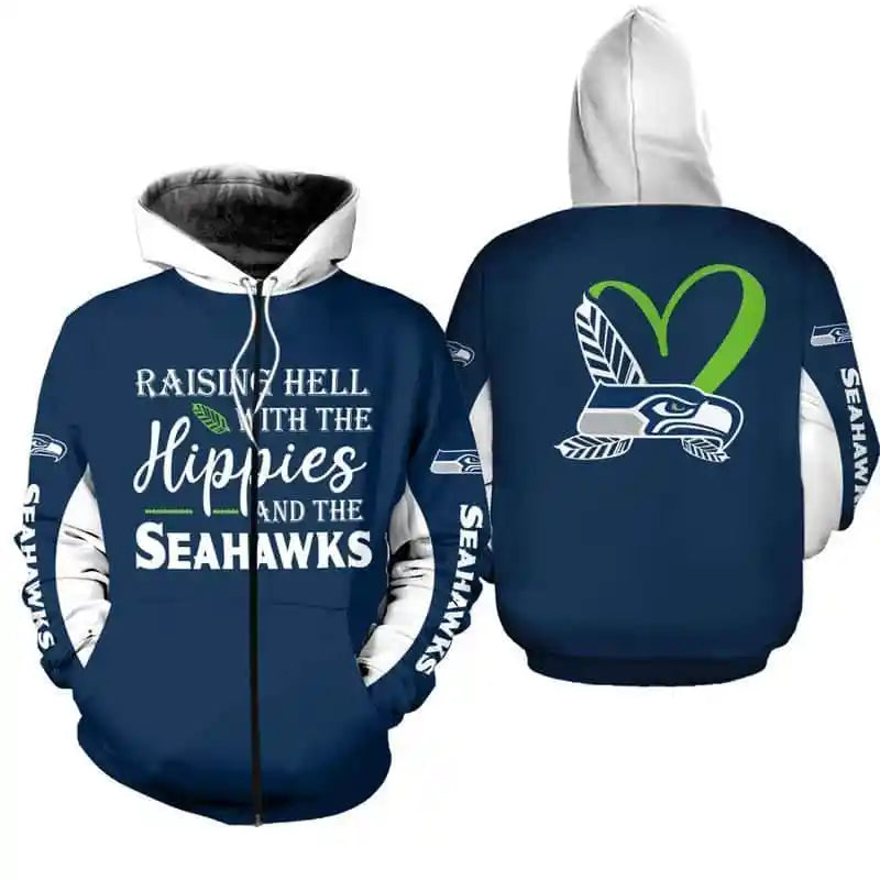 NFL Seattle Seahawks Limited Edition All Over Print Hoodie Sweatshirt Zip Hoodie T shirt  Unisex