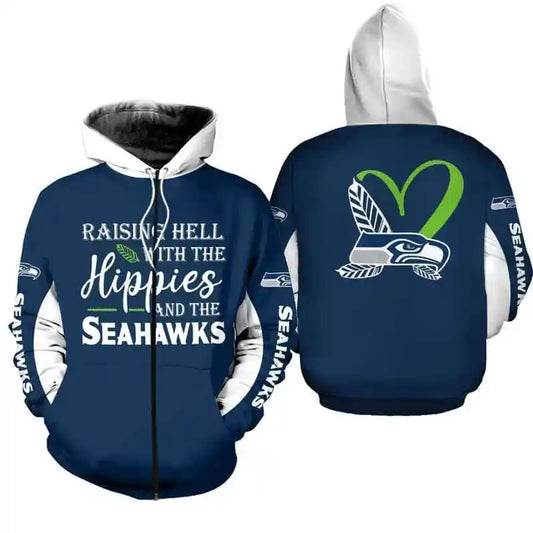NFL Seattle Seahawks Limited Edition All Over Print Hoodie Sweatshirt Zip Hoodie T shirt  Unisex