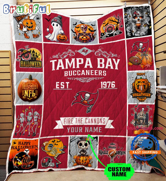 Tampa Bay Buccaneers Special Pumpkin Halloween Quilt Blanket AZBTQLT000030