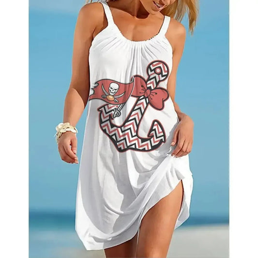 NFL Tampa Bay Buccaneers Print Halter Beach Dress 57