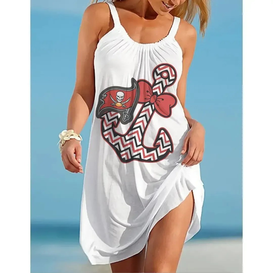 NFL Tampa Bay Buccaneers Print Halter Beach Dress 58