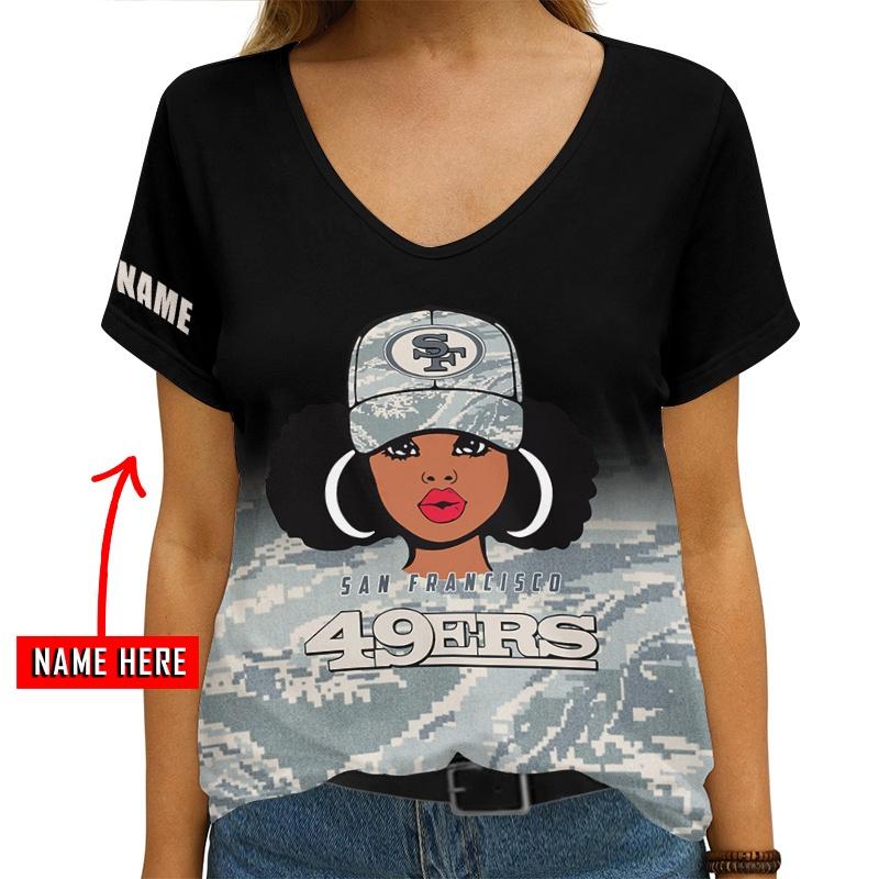San Francisco 49ers Personalized V-neck Women T-shirt AGCWTS631