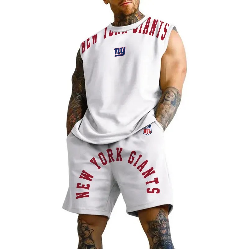 New York Giants Combo Men Jersey Tank Top and Shorts AZICOTATTMS00032