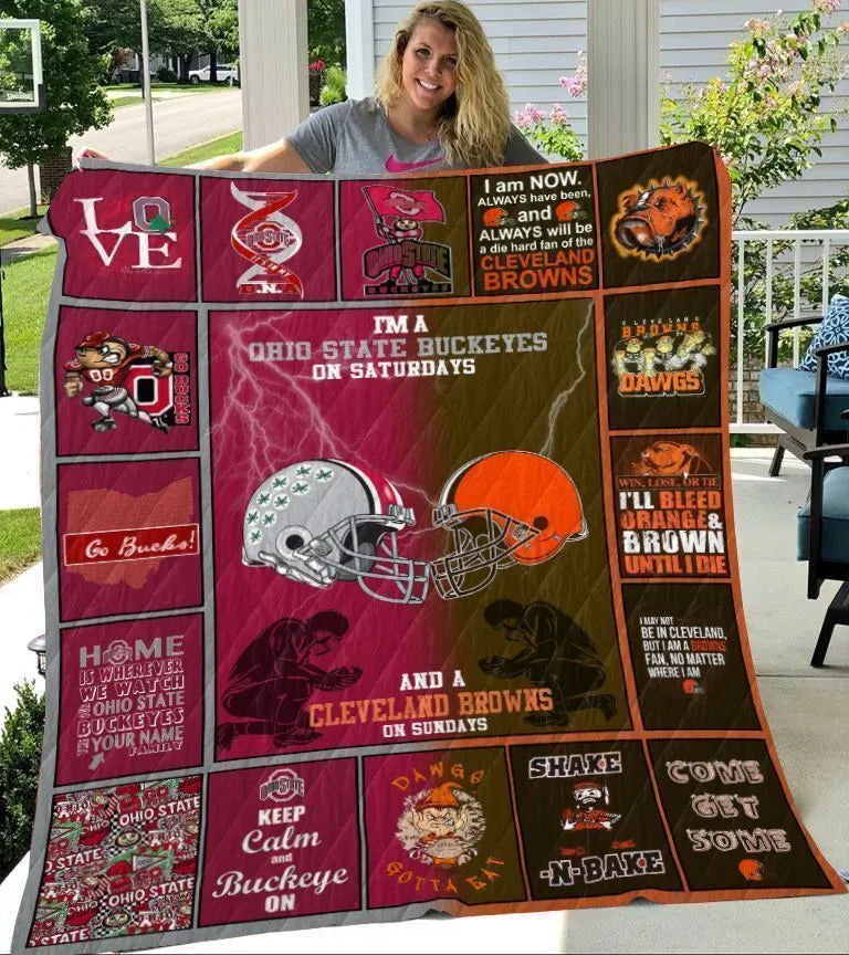 Ohio State Buckeyes- Cleverland Browns 3D Premium Quilt