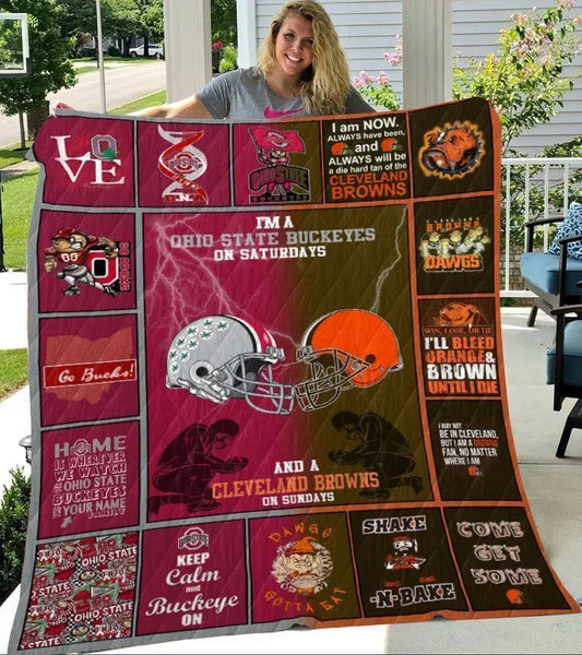 Ohio State Buckeyes- Cleverland Browns 3D Premium Quilt