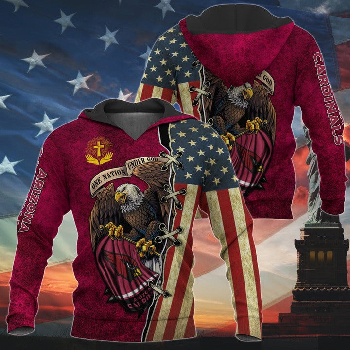 One Nation Under God Arizona Cardinals Hoodie Full Zip Hoodies