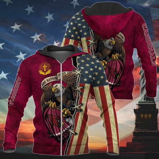 One Nation Under God Arizona Cardinals Hoodie Full Zip Hoodies