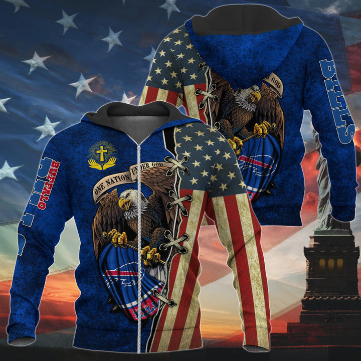 One Nation Under God Buffalo Bills Hoodie Full Zip Hoodies