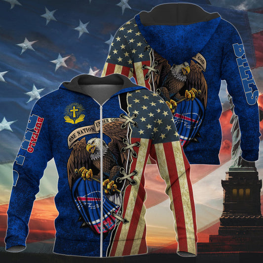 One Nation Under God Buffalo Bills Hoodie Full Zip Hoodies