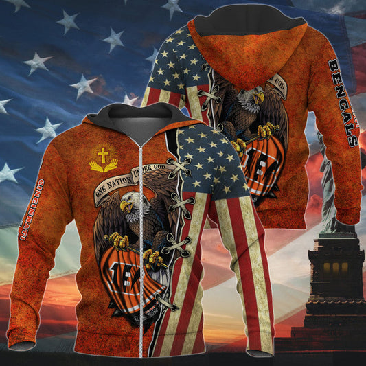 One Nation Under God Cincinnati Bengals Hoodie Full Zip Hoodies