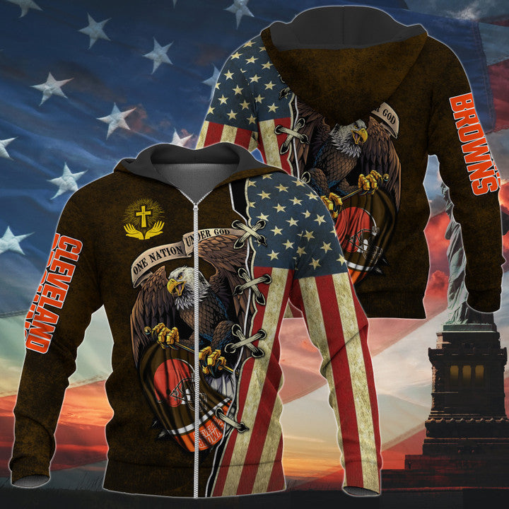 One Nation Under God Cleveland Browns Hoodie Full Zip Hoodies