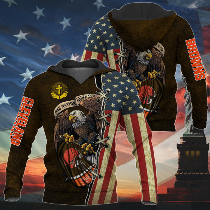 One Nation Under God Cleveland Browns Hoodie Full Zip Hoodies