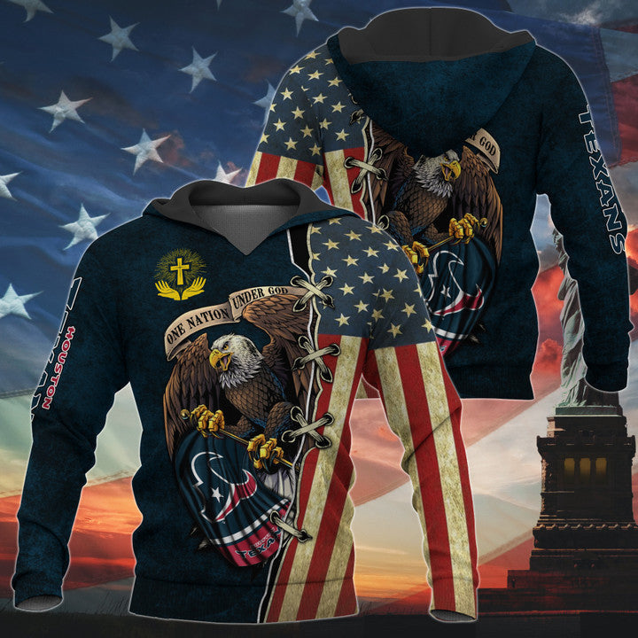 One Nation Under God Houston Texans Hoodie Full Zip Hoodies