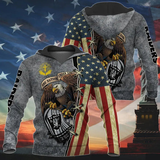One Nation Under God Las Vegas Raiders Hoodie Full Zip Hoodies