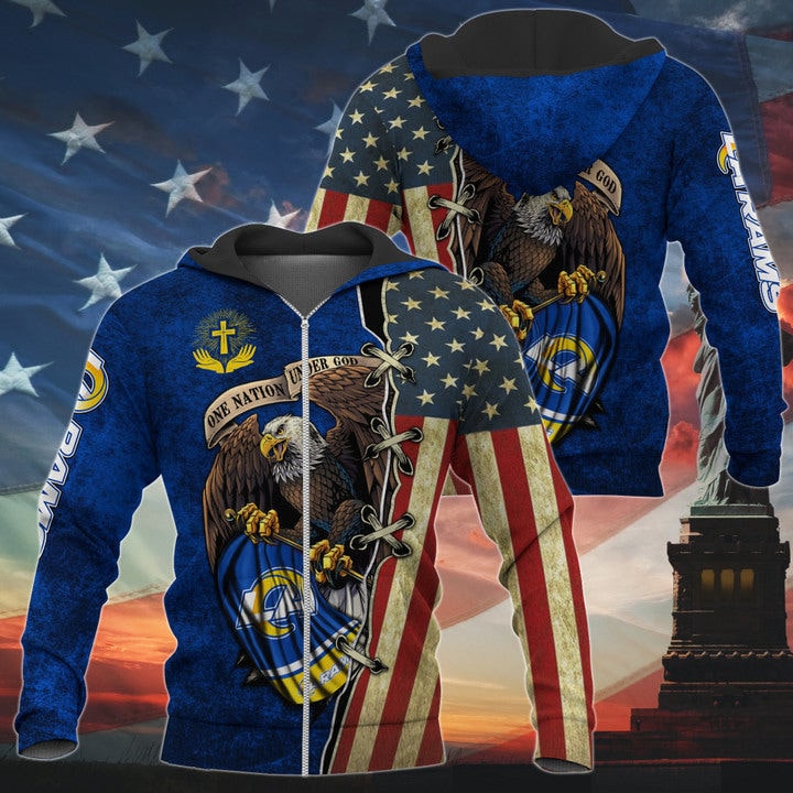 One Nation Under God Los Angeles Rams Hoodie Full Zip Hoodies