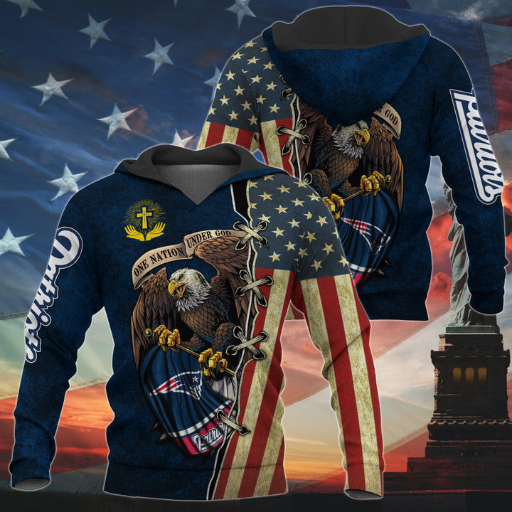 One Nation Under God New England Patriots Hoodie Full Zip Hoodies