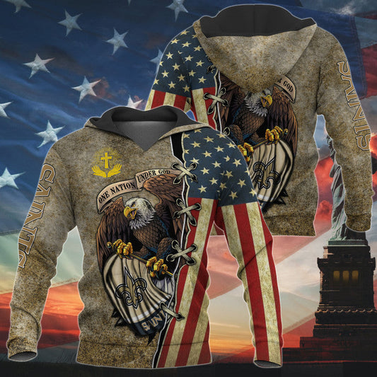 One Nation Under God New Orleans Saints Hoodie Full Zip Hoodies