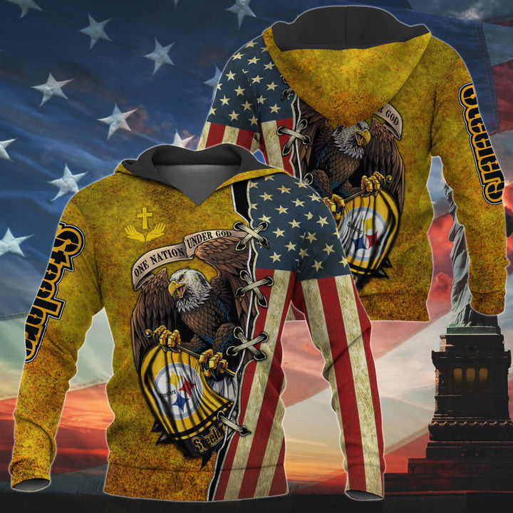 One Nation Under God Pittsburgh Steelers Hoodie Full Zip Hoodies