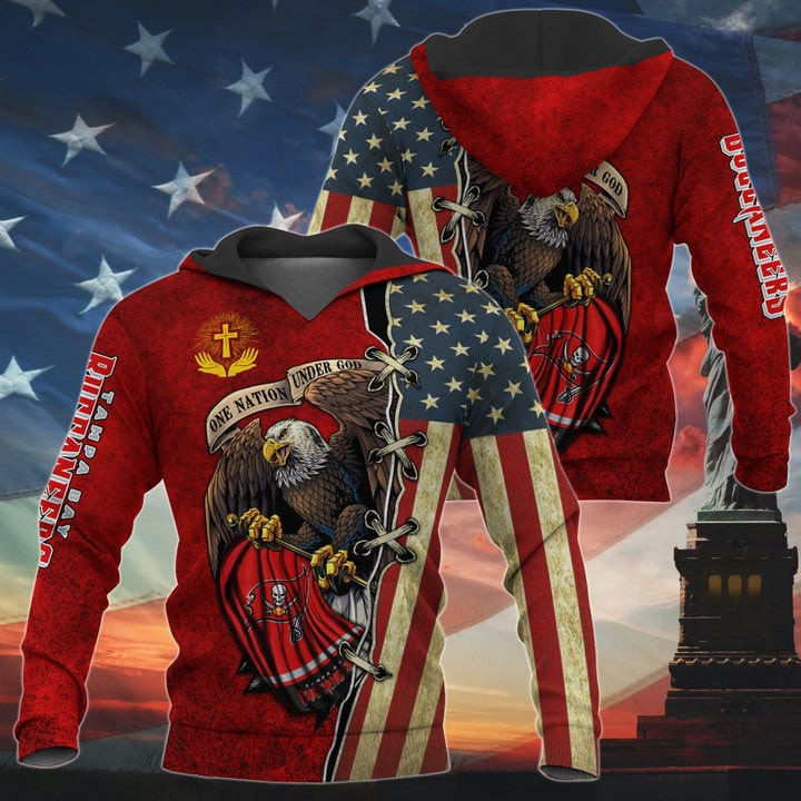 One Nation Under God Tampa Bay Buccaneers Hoodie Full Zip Hoodies