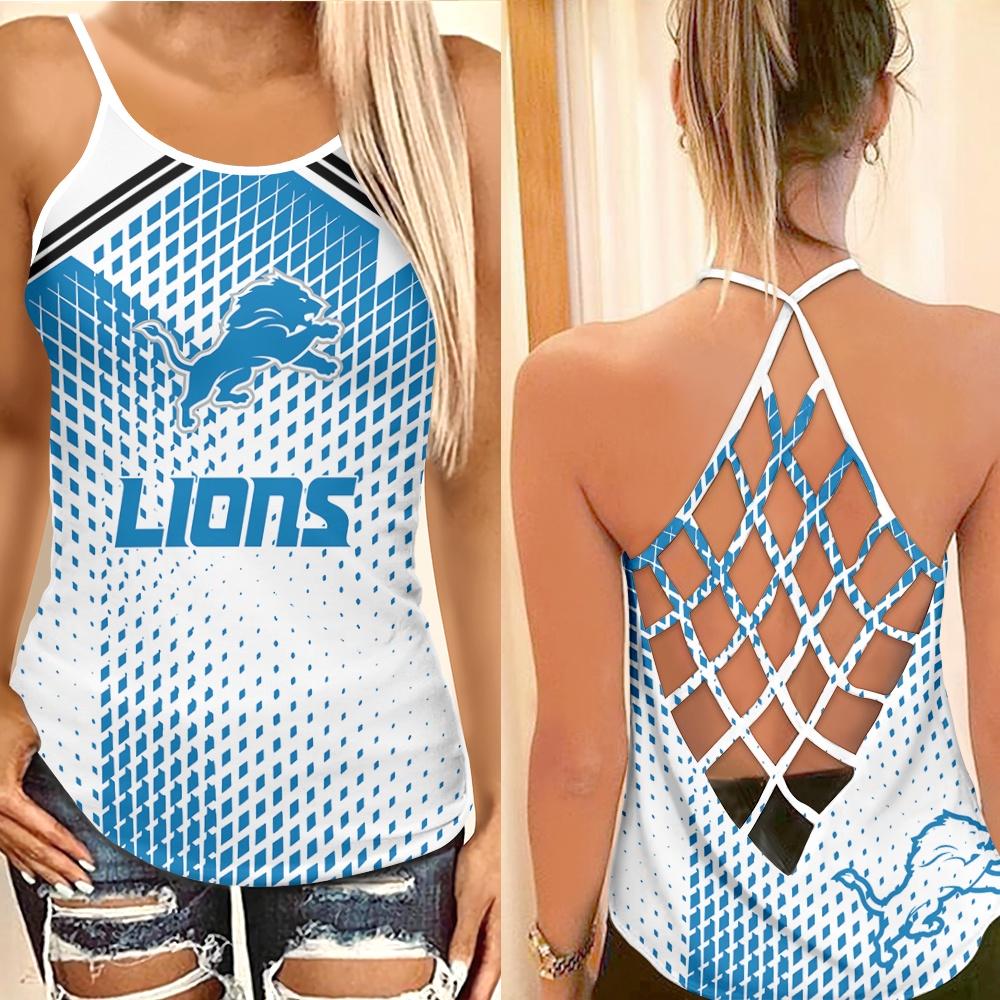 Detroit Lions Leggings And Criss Cross Tank Top BGCCTANK152