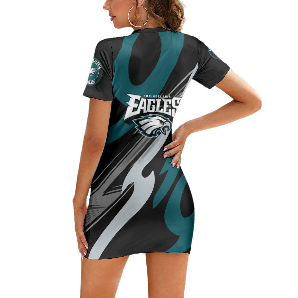 Philadelphia Eagles Casual Short Sleeve Bodycon Mini Dress BG192