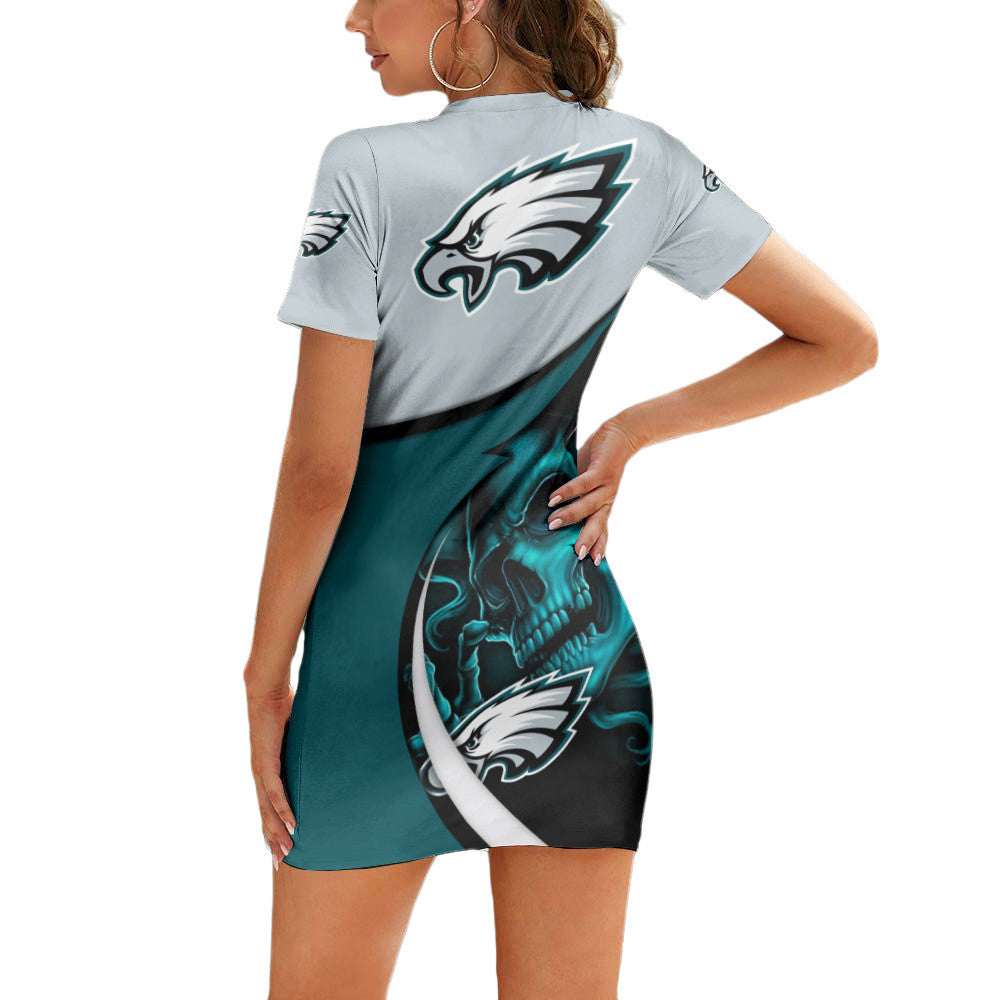 Philadelphia Eagles Casual Short Sleeve Bodycon Mini Dress BG38