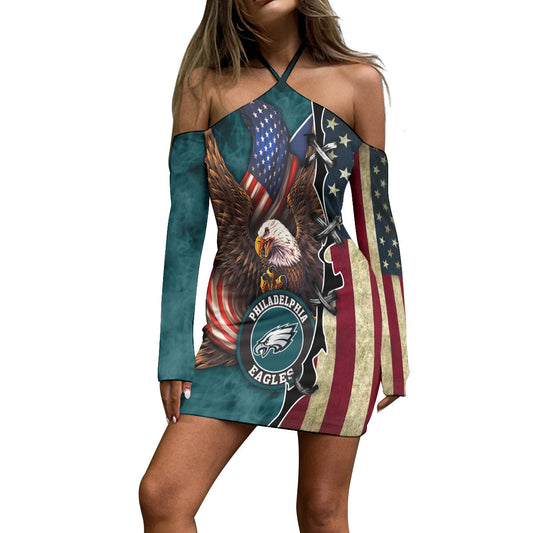 Philadelphia Eagles Halter Lace-up Dress 49