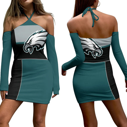 Philadelphia Eagles Halter Lace-up Dress 72