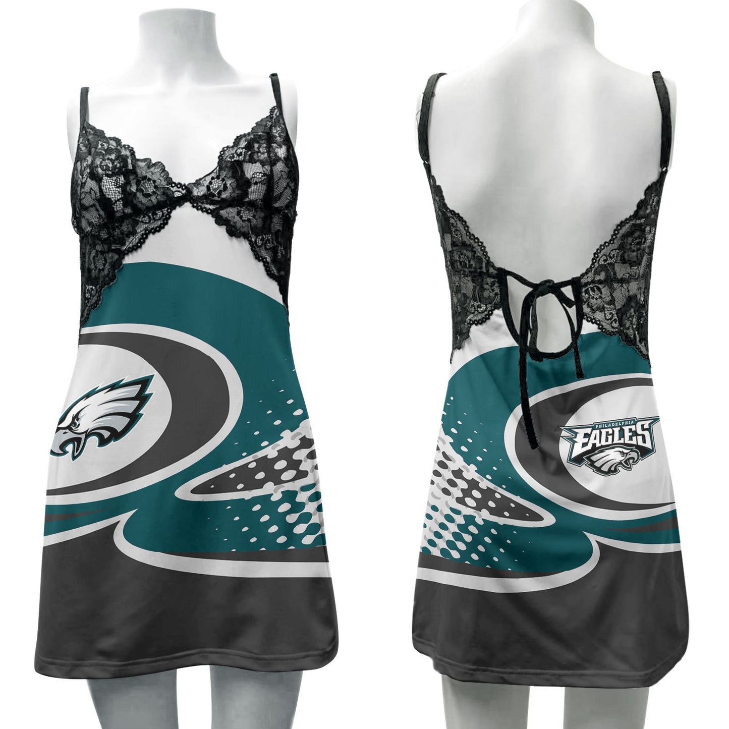 Philadelphia Eagles Lace Back Strap Slip Dress 155