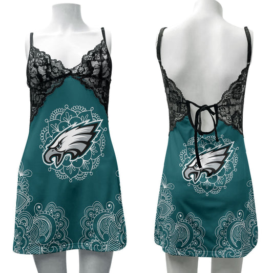 Philadelphia Eagles Lace Back Strap Slip Dress 220