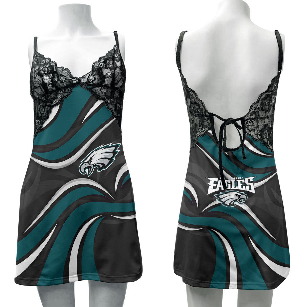 Philadelphia Eagles Lace Back Strap Slip Dress 282