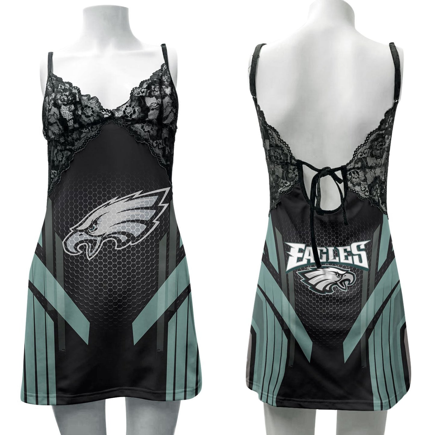 Philadelphia Eagles Lace Back Strap Slip Dress 400