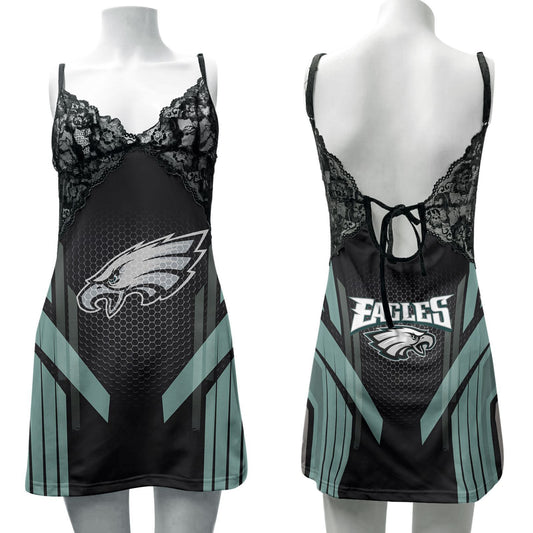 Philadelphia Eagles Lace Back Strap Slip Dress 400