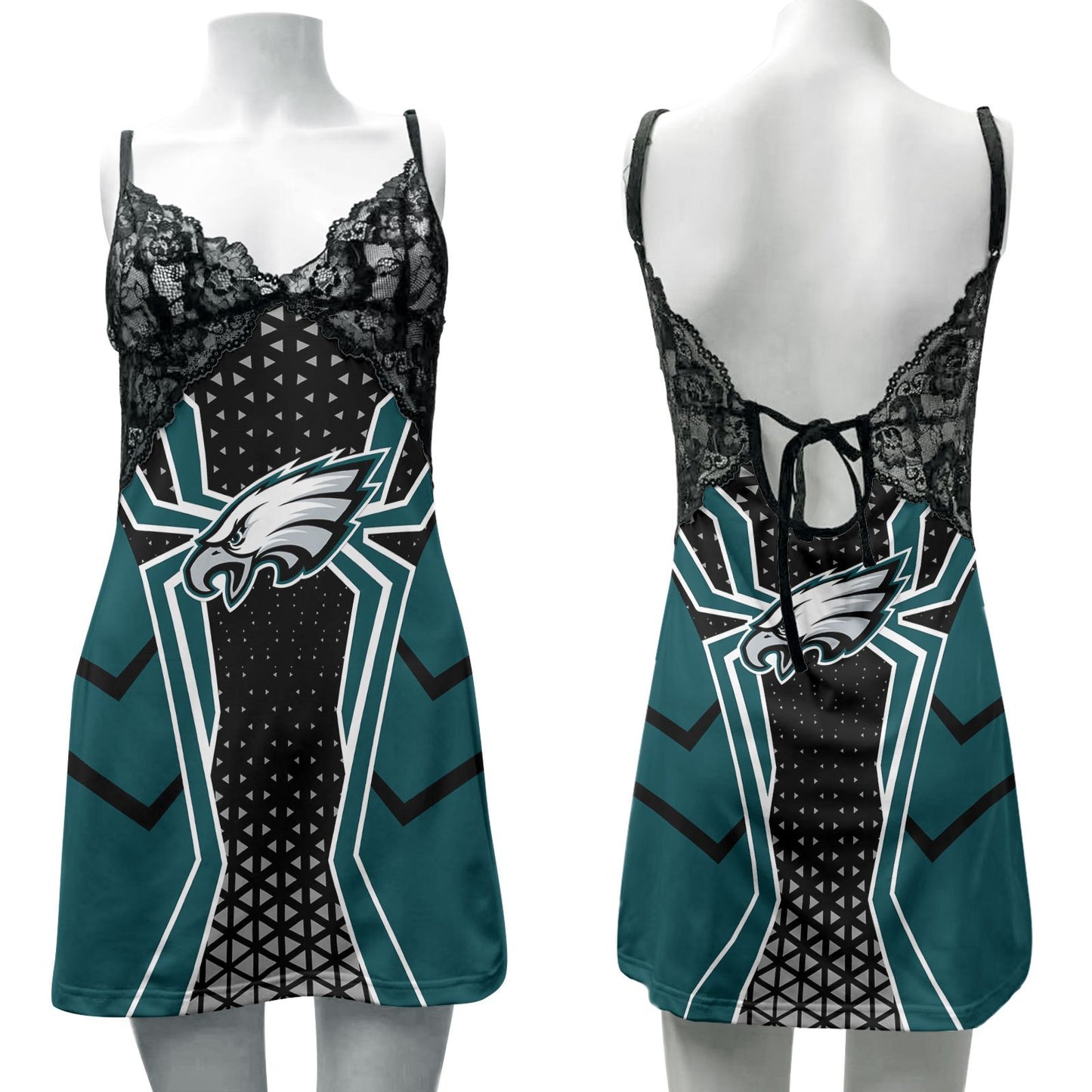 Philadelphia Eagles Lace Back Strap Slip Dress 423