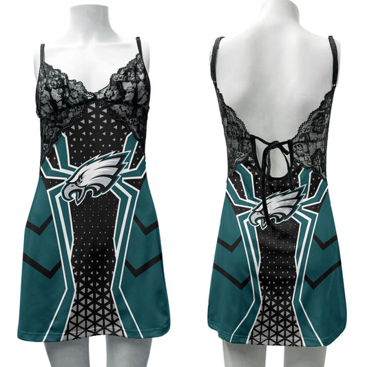 Philadelphia Eagles Lace Back Strap Slip Dress 423