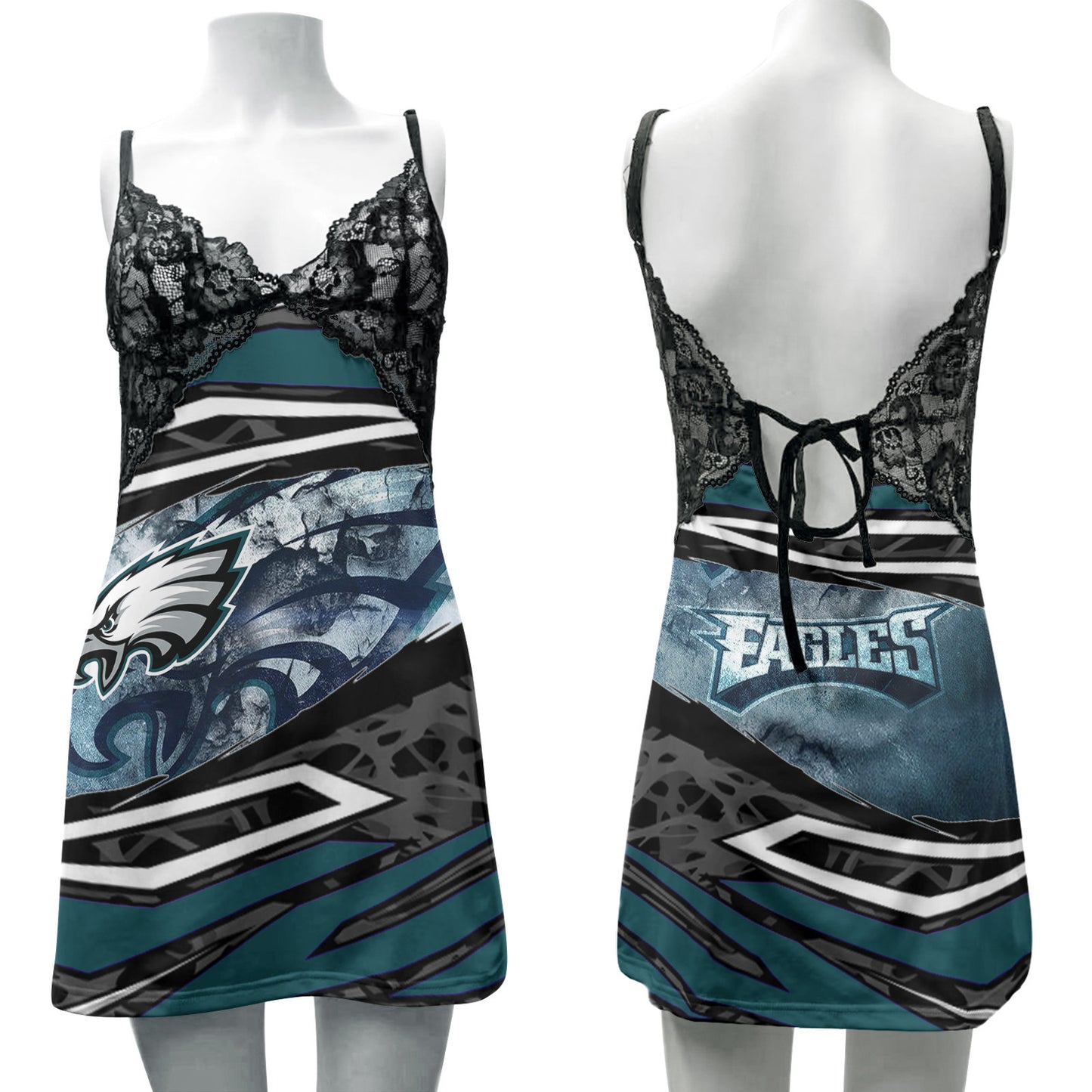 Philadelphia Eagles Lace Back Strap Slip Dress 512