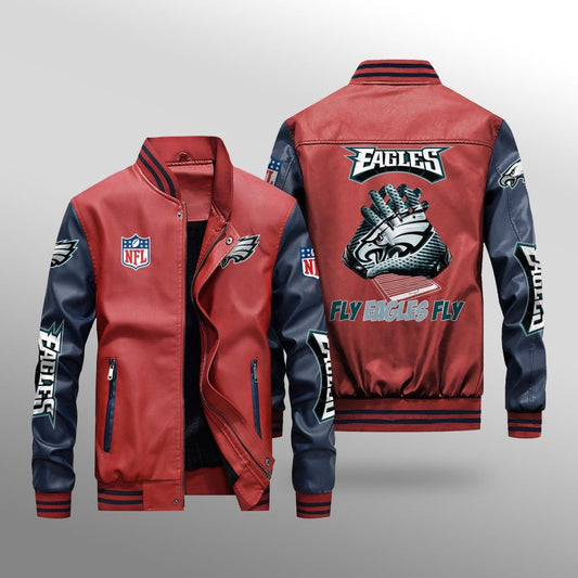 Philadelphia Eagles Leather Bomber Jacket BG08