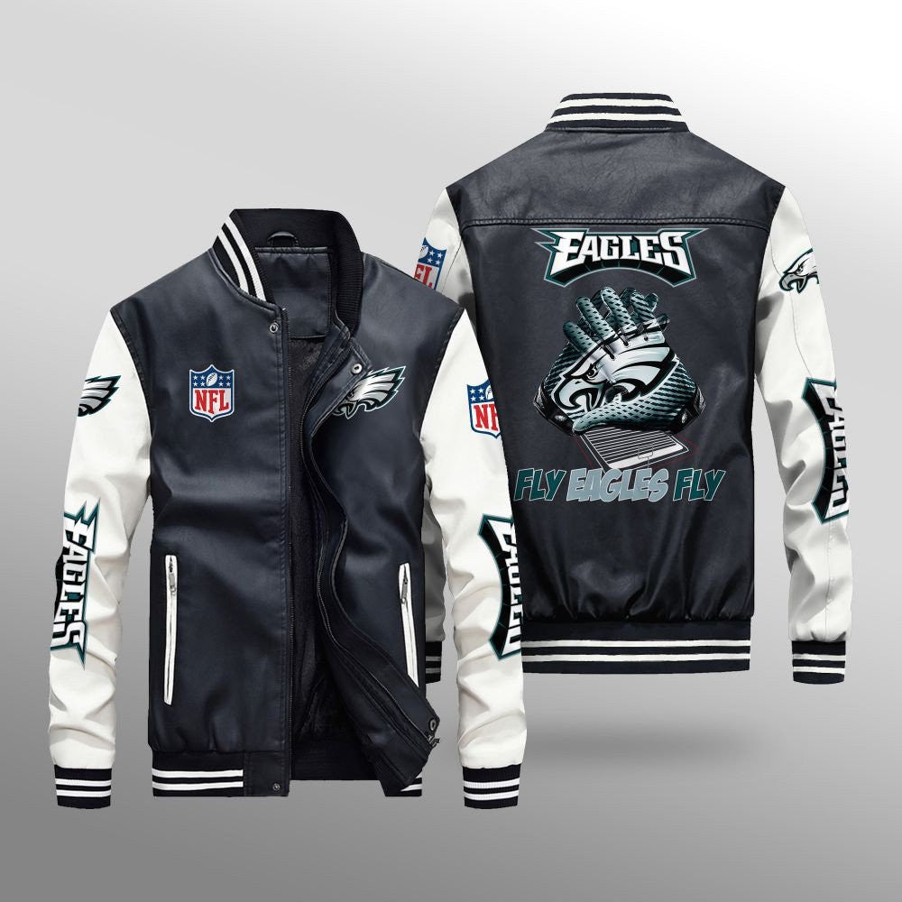 Philadelphia Eagles Leather Bomber Jacket BG08
