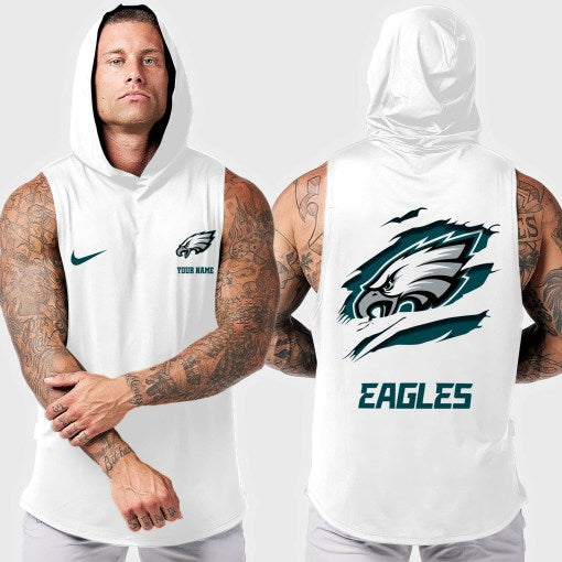 Philadelphia Eagles Men Workout Hooded Tank Top AZMGSH026
