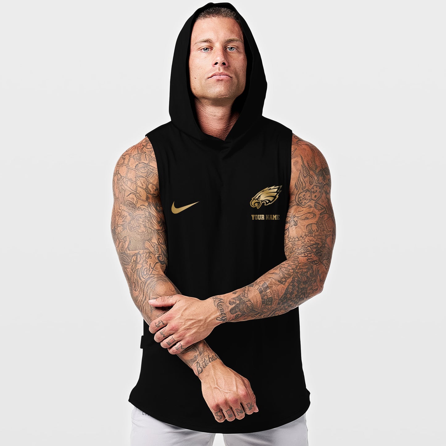 Philadelphia Eagles Men Workout Hooded Tank Top AZMGSH058