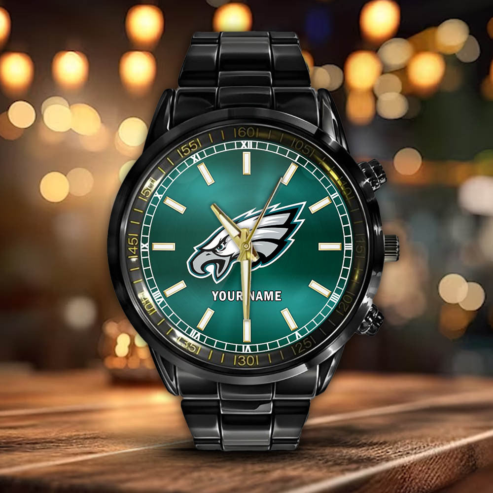 Philadelphia Eagles Black Fashion Watch Gifts For Sport Fans AZWATCH050