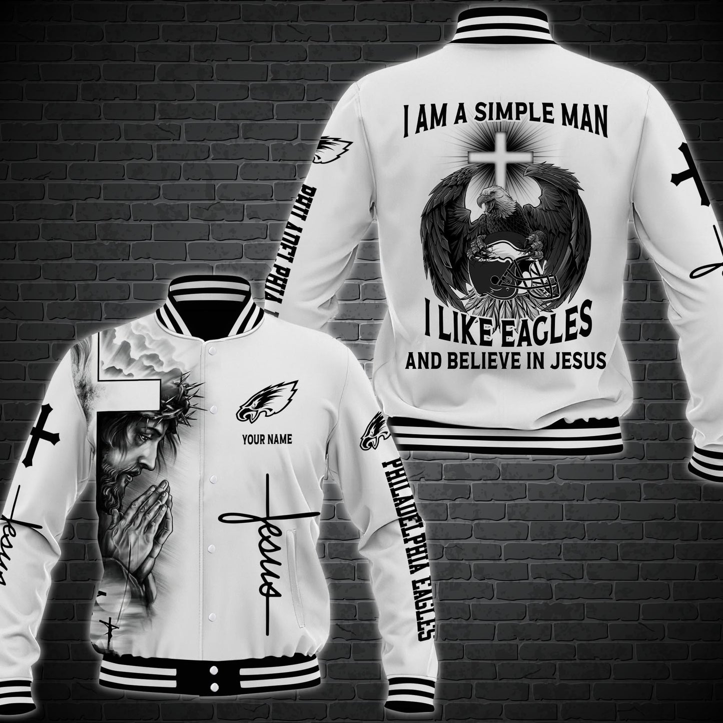 Philadelphia Eagles Personalized Baseball Jacket 53