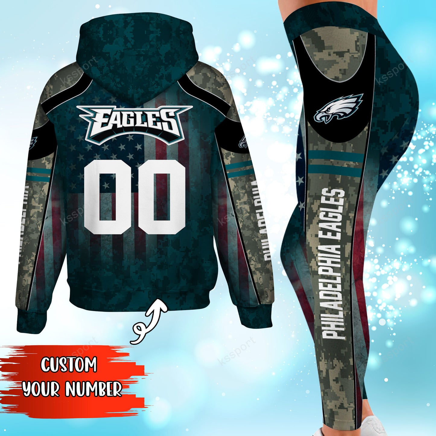 Philadelphia Eagles Personalized Leggings And Hoodie BG87