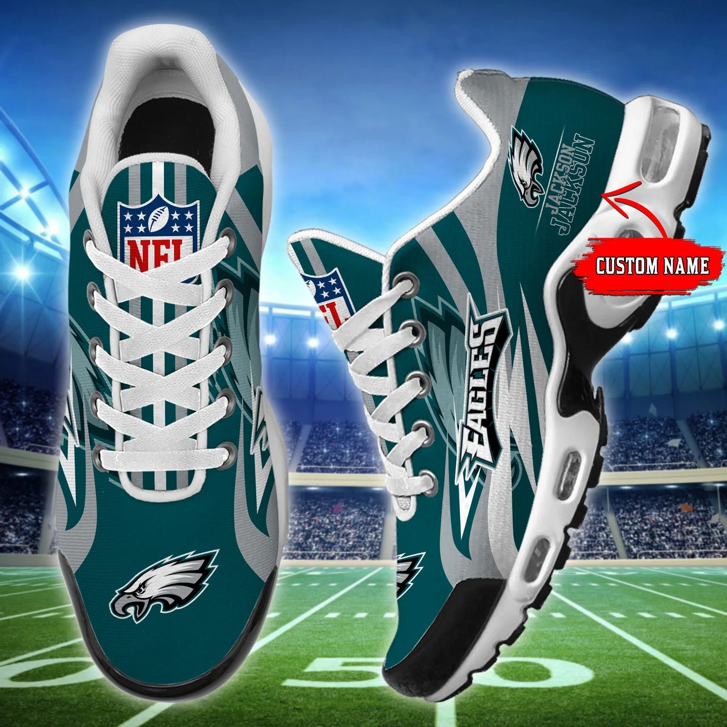 Philadelphia Eagles Personalized Plus T-N Youth Sneakers BG105