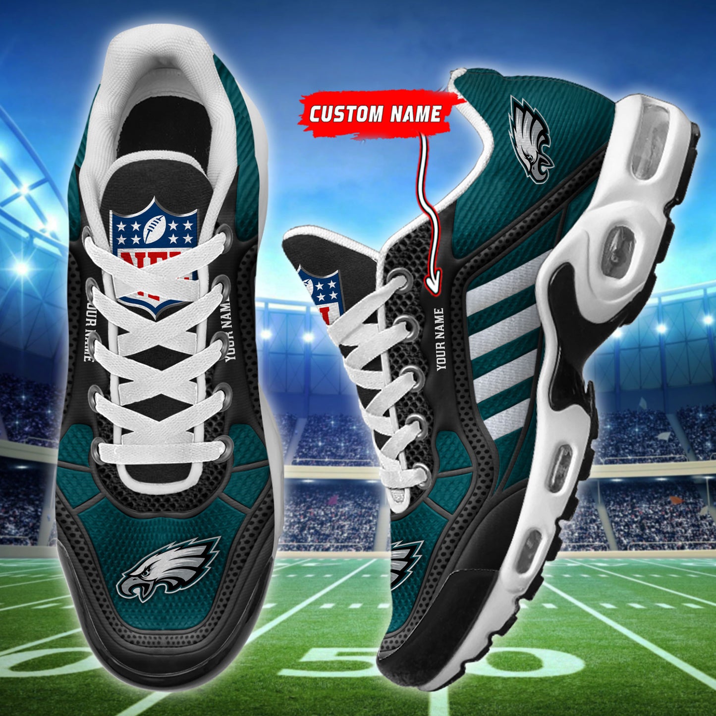 Philadelphia Eagles Personalized Plus T-N Youth Sneakers BG160